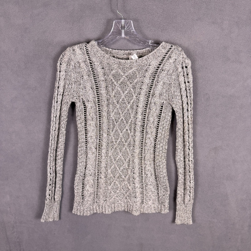 Aeropostale Cable Knit Womens Sweater Cotton Blend Size XS Gray‎ Y2K